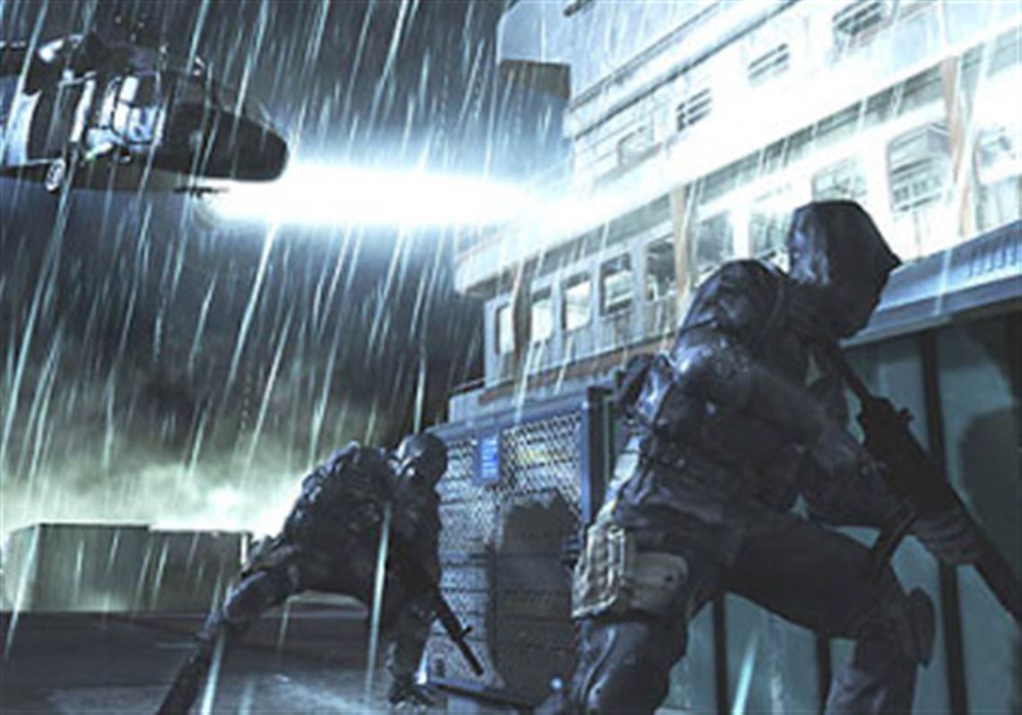A screen grab of coalition troops taking on terrorists around the world in "Call of Duty 4: Modern Warfare."