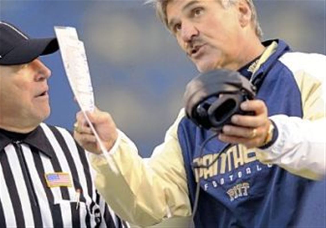 Dave Wannstedt pleads his case on a call with a referee in the second quarter yesterday at Heinz Field.
