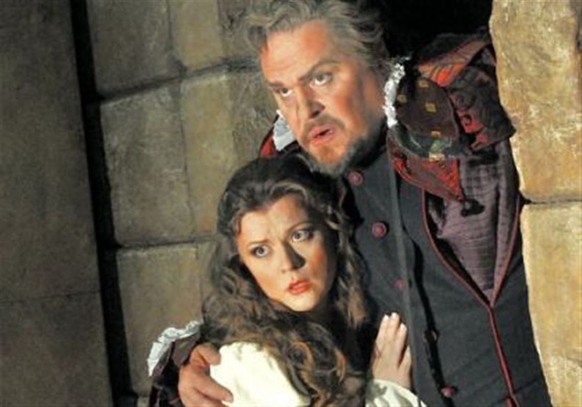 Mark Delavan as Rigoletto and Lyubov Petrova as his daughter Gilda.