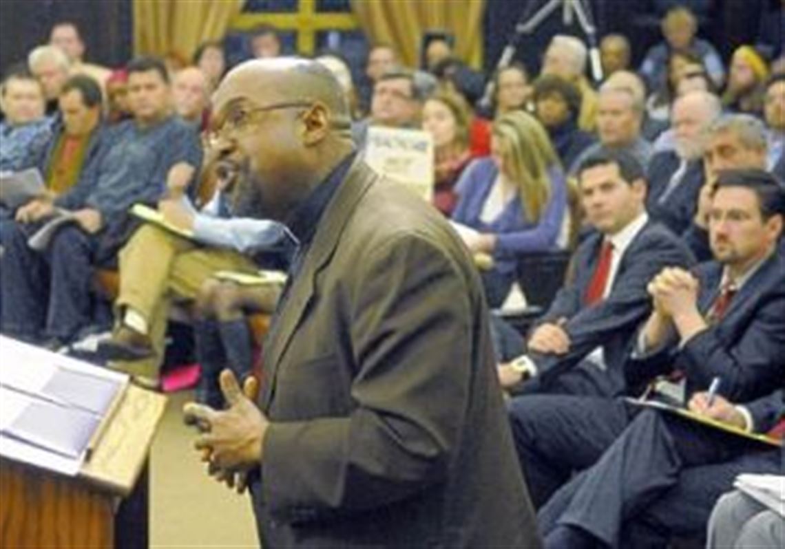 The Rev. David Thornton of Grace Memorial Presbyterian Church in the Hill District testified at county council's hearing.