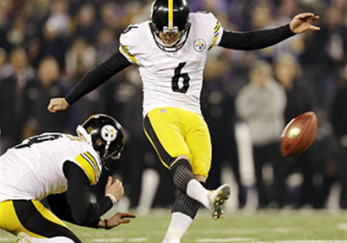 Steelers kicker Shaun Suisham makes the winning field goal during the second half of a game against the Baltimore Ravens in Baltimore, Dec. 2.