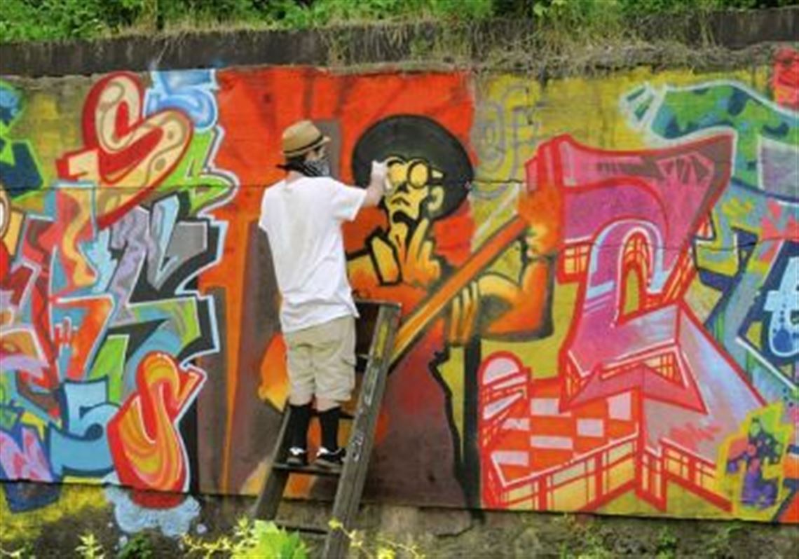 Mural in progress.