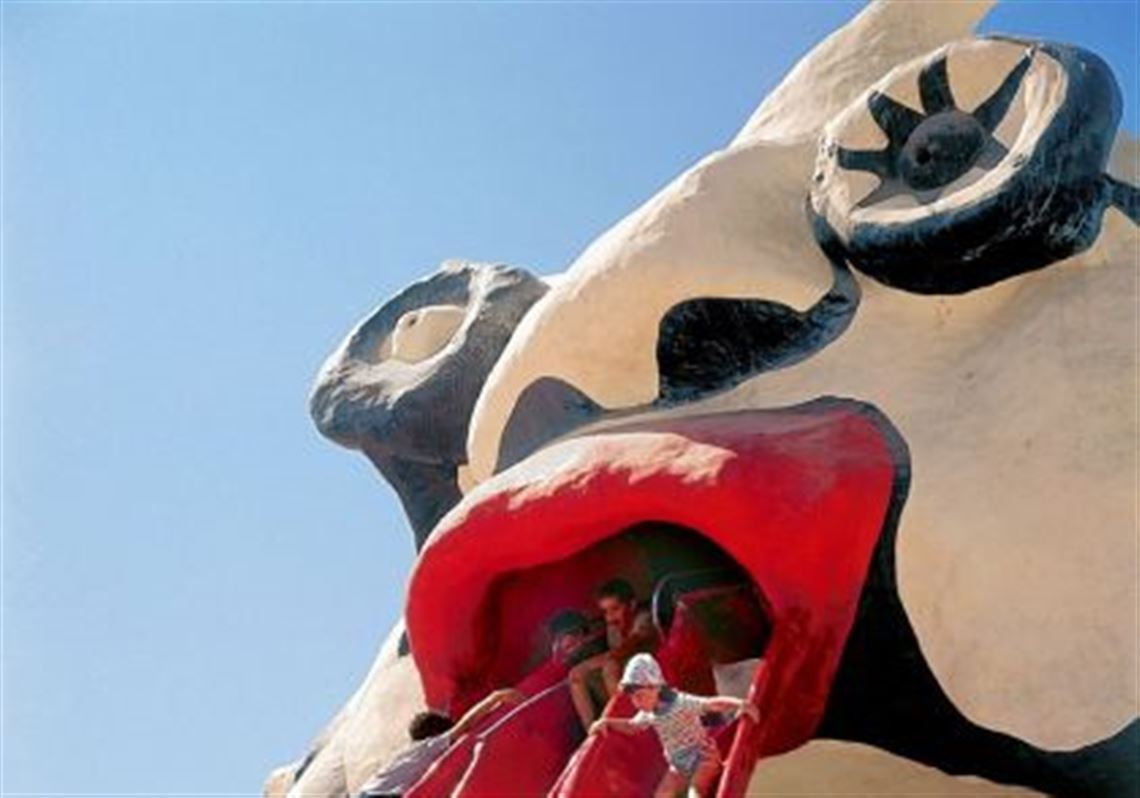 A view of Golem (Mifletzet), 1972, by Niki de Saint Phalle, in Rabinovich Park, Jerusalem, part of "The Playground Project" at Carnegie Museum of Art.