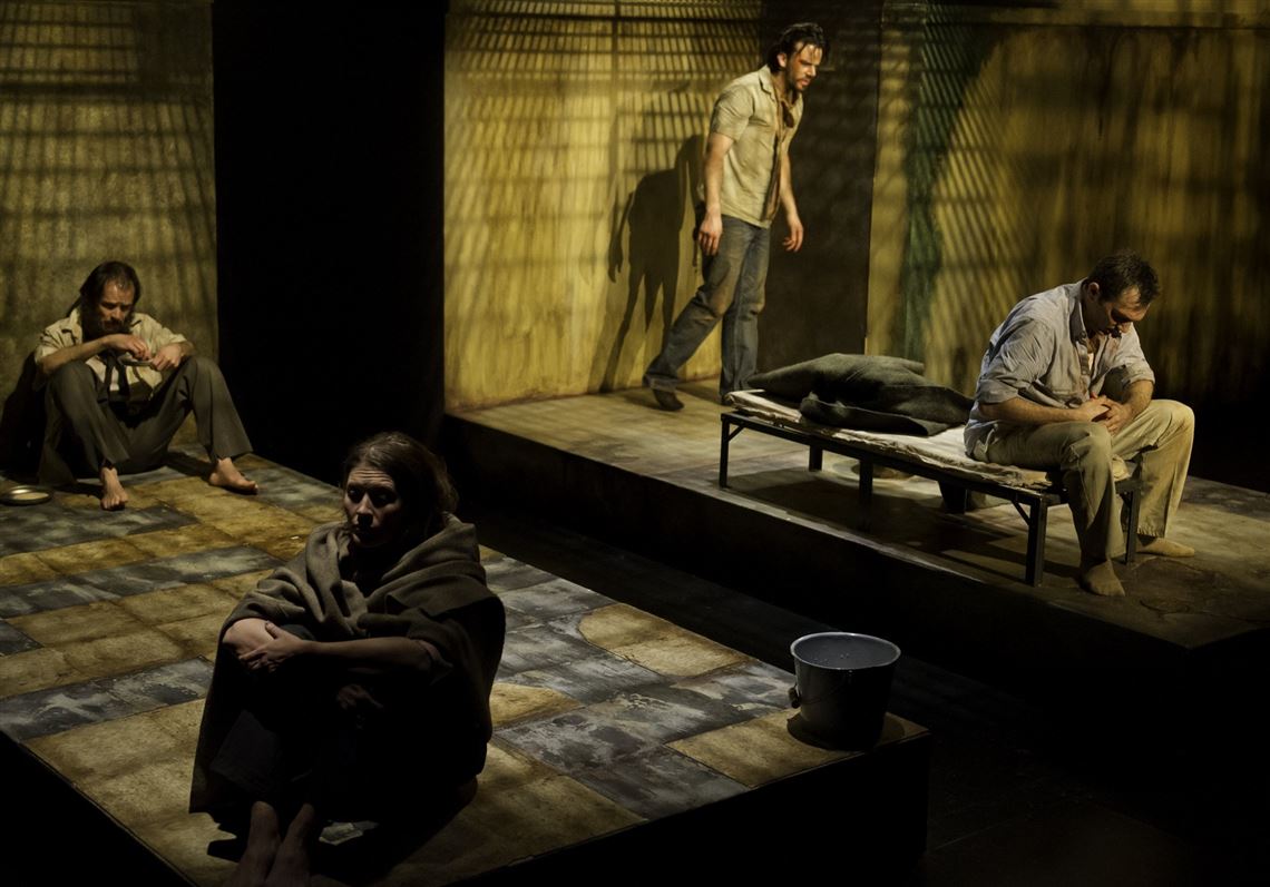 Point Park University produces "Heads, " a play about Western captives in Iraq. In this photo are Diana Ifft, James FitzGerald, Patrick Cannon and Tony Bingham. 