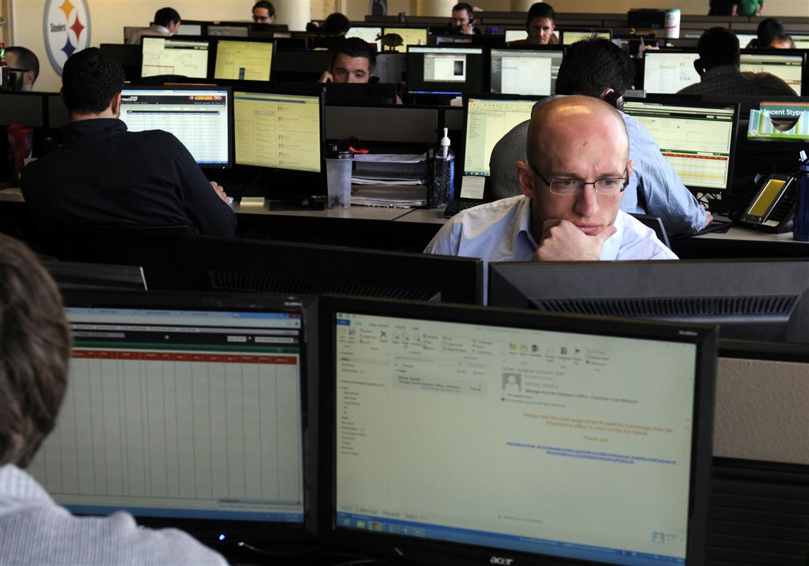 Brad Shrum of Derry works in the new PLS Logistics office on the South Side.