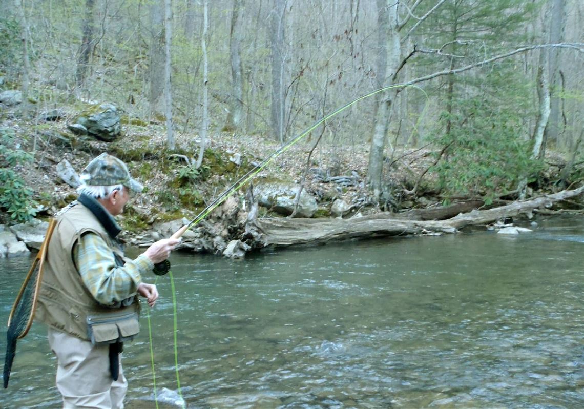 Fly fishing on Dunbar Creek, Fayette County.