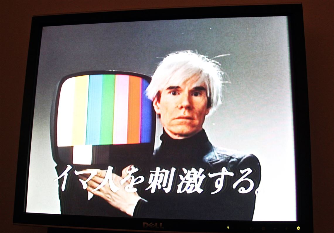Andy Warhol’s 1985 Japanese television commercial for TDK also is part of the exhibit.
