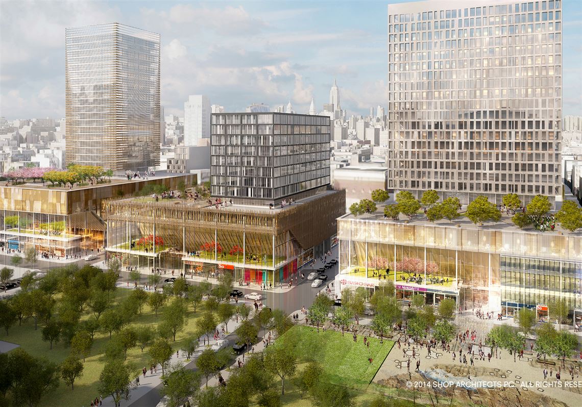 A rendering of Essex Crossing, a development on six acres of vacant land in New York's Lower East Side. One of the buildings would house a branch of The Andy Warhol Museum.