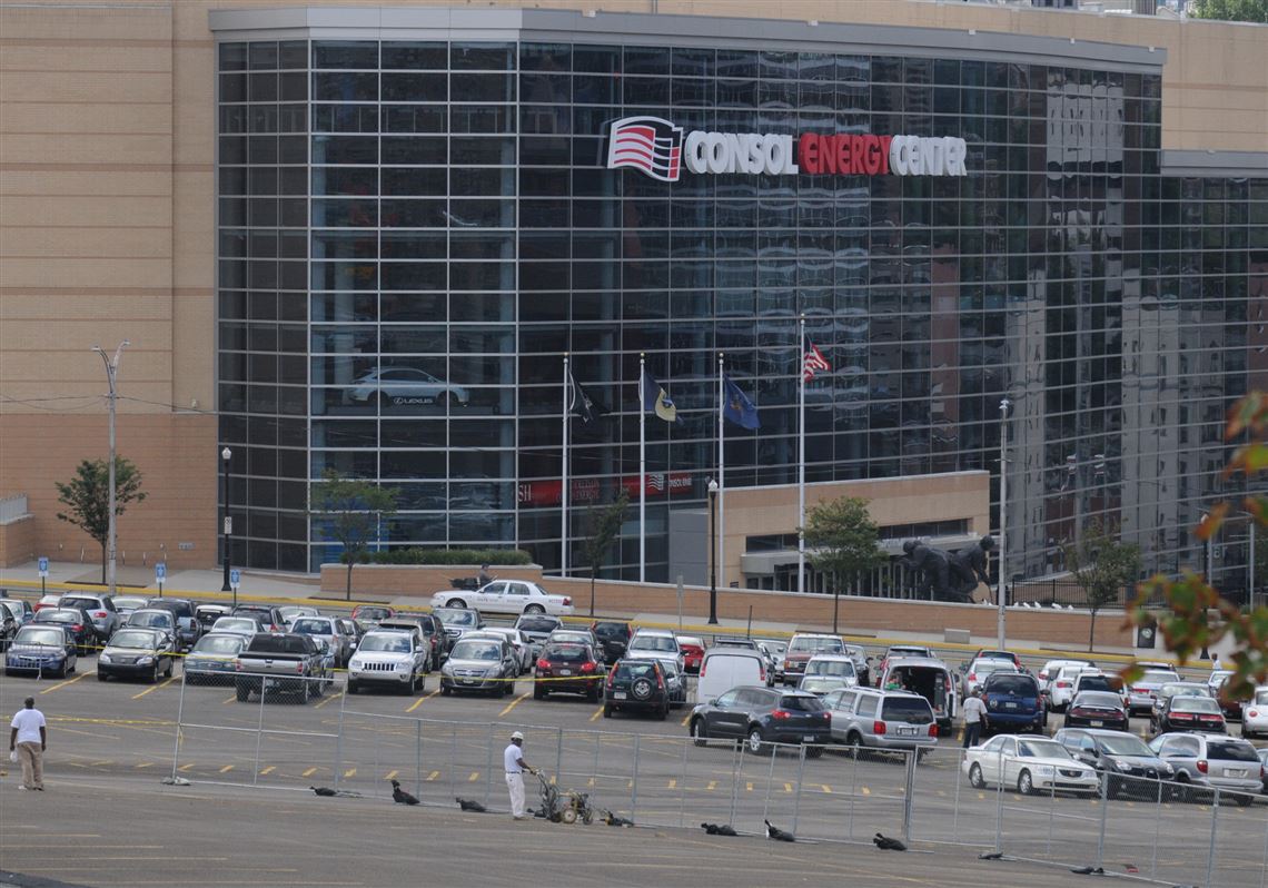 Lines are being painted in 2012 on the the parking lot that replaced part of Civic Arena.