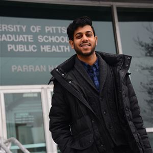 Bavi Choudhuri, who is working on a master’s degree in public health at the University of Pittsburgh, pays some of the costs of graduate school through working in Pitt’s Department of Psychology and deejaying around the city.