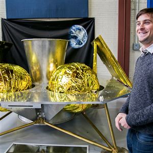 “Once everyone is turned on and ready to go, we’ll line the rovers up and a green flag will go up and everyone will take off,” said Astrobotic CEO John Thornton, shown here in December.