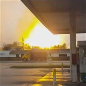 The view from Route 22 of an explosion that erupted at a gas well site in Salem, Westmoreland County.