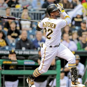 Pirates' Andrew McCutchen hits a home run against the Cubs in the first inning Monday night at PNC Park.