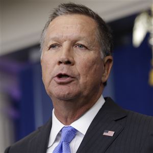 Ohio Gov. John Kasich speaks during the daily news briefing at the White House in Washington on Sept. 16.