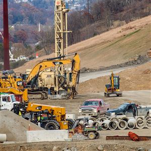 In this November photo, workers prepare the site of a multi-billion dollar petrochemical complex that Shell is building in Potter and Center townships, Beaver County.