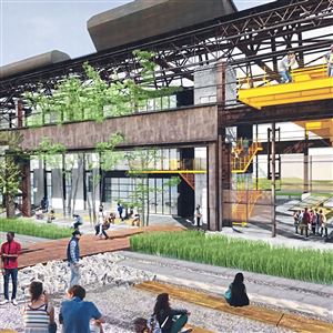 A rendering of the proposed development at the Almono site in Hazelwood that was presented to Mr. Wolf and local officials.