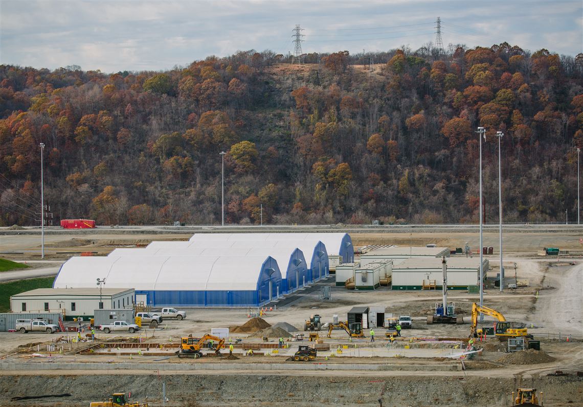 Workers prepare the site of a multibillion dollar petrochemical complex that Shell is building in Potter and Center townships, Beaver County on November 14, 2016.