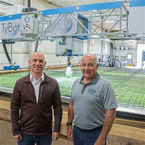 Vice President Jeremy Searock, left,  and CEO Stephen Muck of TyBot LLC are pictured on Wednesday, April 25, 2018 in Allison Park. The company makes industrial robots for use in construction work.