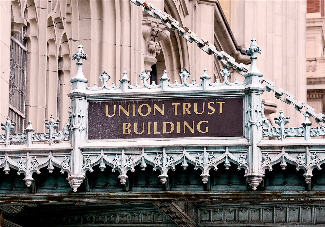 Union Trust Building — One of several marques that hang over the entrances of the  Union Trust Building.  This is the on the Grant Street entrance.     