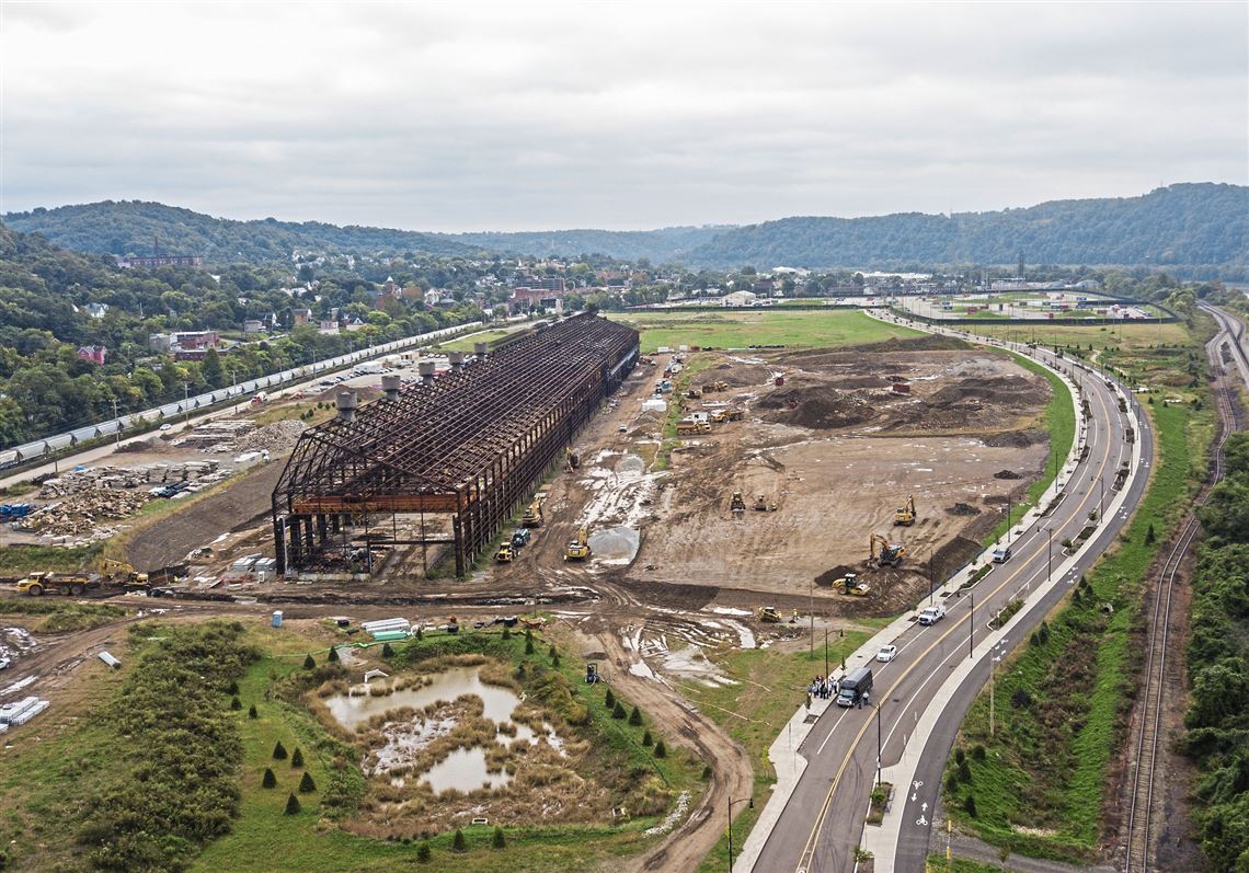 Construction work on the Mill 19 building at the Hazelwood Green development site can be seen in this photo taken on Thursday, Oct. 4, 2018, in Hazelwood. 