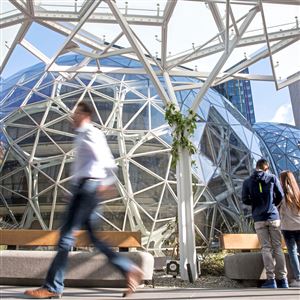 The Amazon Spheres on Oct. 4, 2017, in downtown Seattle. 