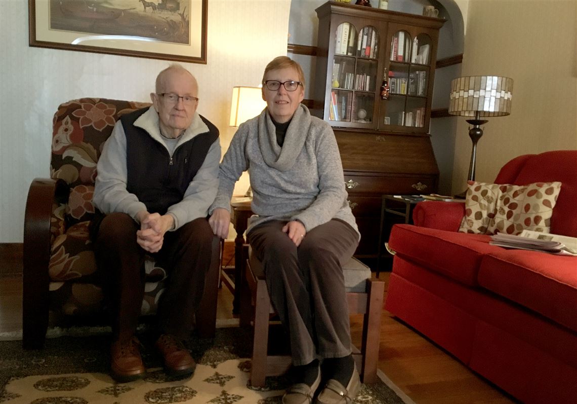 Charles Stacey, 87, and Susan Stacey, 67, in their living room 10 minutes after their gas was reconnected Sunday. 