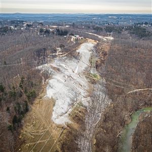 The path of an Energy Transfer Corp. pipeline can be seen in this photo taken on Saturday, January 12, 2019, in Center. The pipeline was involved in a massive explosion on Sept. 10, 2018 that officials believe was caused by a landslide.