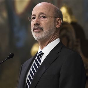 Democratic Gov. Tom Wolf delivers his budget address for the 2019-20 fiscal year to a joint session of the Pennsylvania House and Senate in Harrisburg, Pa., Tuesday, Feb. 5, 2019. 