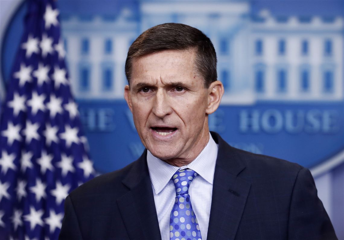 In this Feb. 1, 2017 file photo, National Security Adviser Michael Flynn speaks during the daily news briefing at the White House, in Washington. 