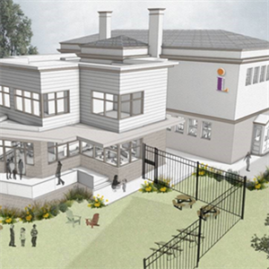 This is an architectural rendering of the planned $4.1 million expansion of the Carnegie Library of Pittsburgh on Mount Washington. The project will add more than 2,700 feet of space  in a two-story addition in the back. 