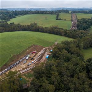 A right-of-way where workers are installing a section of Mariner East 2 pipeline project, Friday, Sept. 28, 2018, Union. 