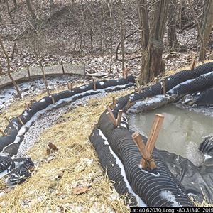 Temporary erosion barriers in New Sewickley Township, Beaver County along the Revolution Pipeline on January 11, 2019.