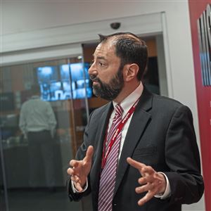 In a 2018 photo, Expedient senior vice president Jonathan H. Rosenson talks in the company's data center at Nova Place in Allegheny Center. 