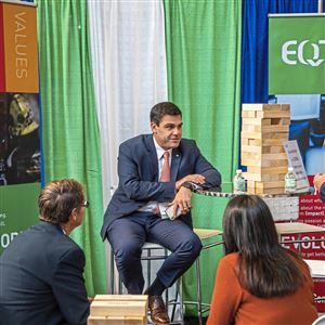 Toby Rice, President and CEO of EQT, at the EQT booth at the Shale Insight Conference.
