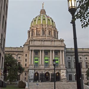 The Pennsylvania State Capitol Building in Harrisburg is pictured in this file photo on Monday, Aug. 13, 2018. A report from federal officials faulted state oversight of group homes. (Stephanie Strasburg/Post-Gazette)