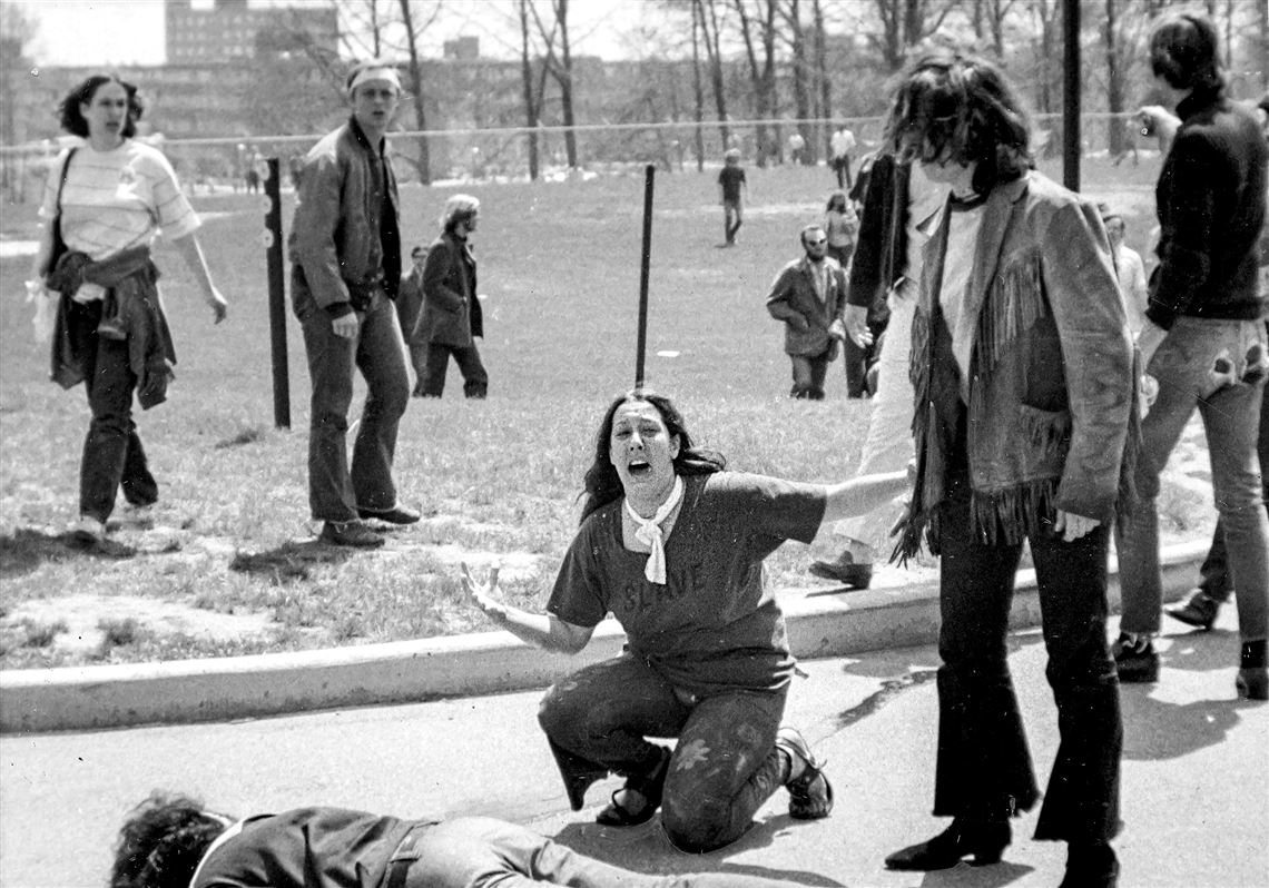This photo by John Filo won the 1971 Pulitzer Prize for spot news photography. It shows 14-year-old Mary Ann Vecchio by the body of 20-year-old Jeffrey Miller. 