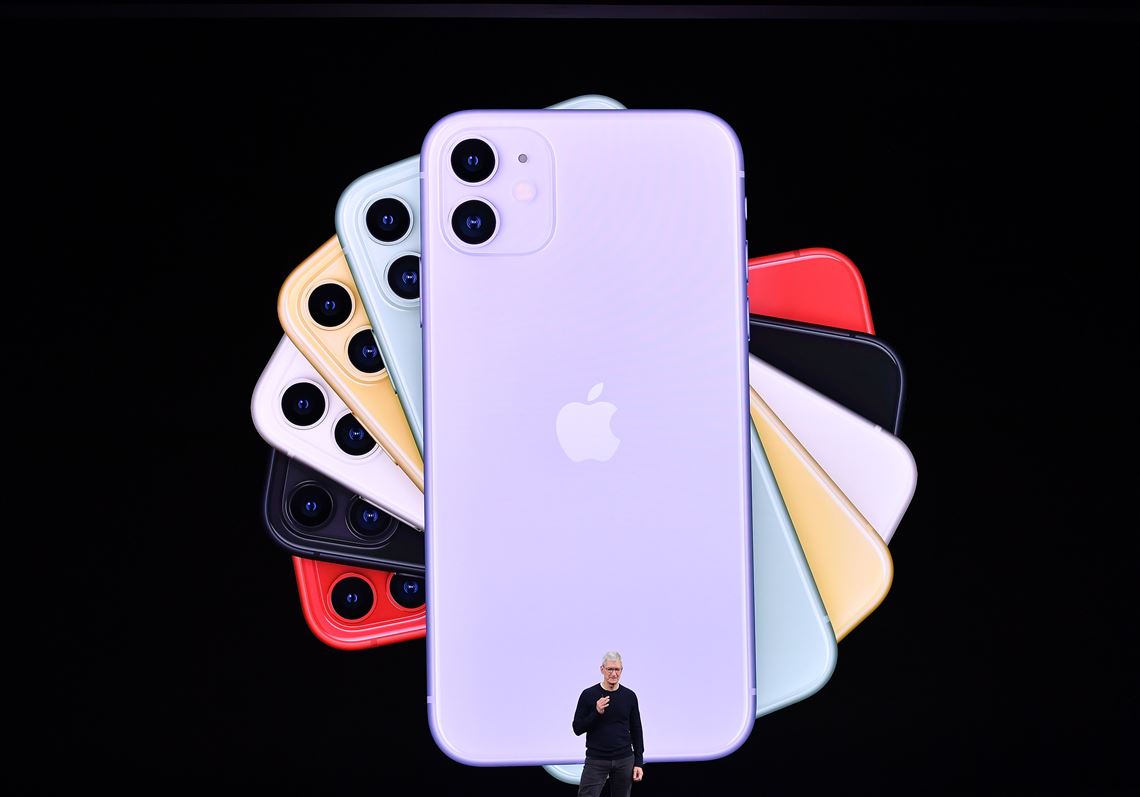 In this file photo, Apple CEO Tim Cook speaks onstage during a product launch event at Apple's headquarters in Cupertino, Calif., on Sept. 10, 2019.