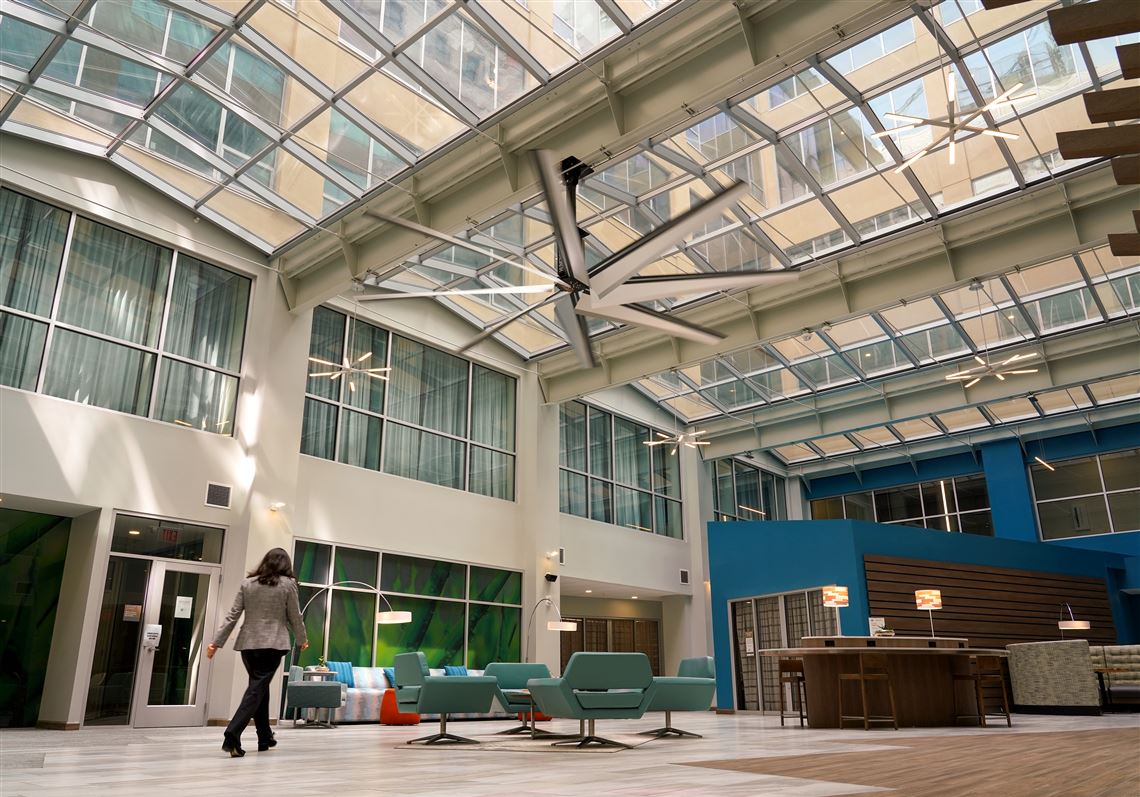 One of two atriums in the EVEN Hotel, which was built on the fifth and sixth floors of the old Kaufmann's department store Downtown. 