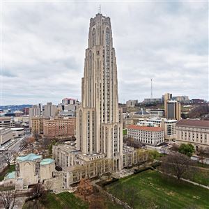 The Cathedral of Learning on the Oakland campus of the University of Pittsburgh in December