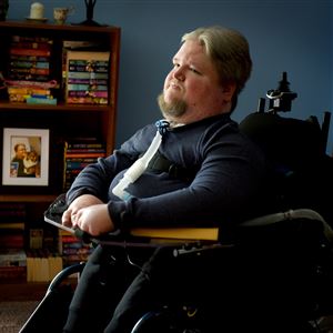 Steven Spohn, chief operating officer of the AbleGamers Charity, at home near Pittsburgh in 2017.