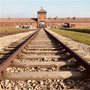 The iconic (and terrifying) guard tower looming over the railroad tracks from the dividing platform at Auschwitz II, otherwise known as Birkenau. It is here where thousands of families across Europe were torn apart forever.