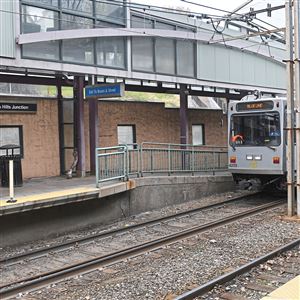 The T arrives at the South Hills Junction station Tuesday, Nov. 11, 2021, in Mount Washington.                                              