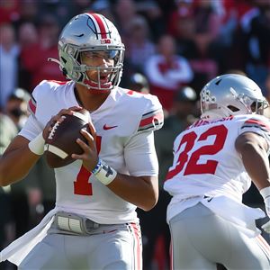 Quarterback C.J. Stroud of the Ohio State Buckeyes drops back to pass against the Nebraska Cornhuskers in the first half at Memorial Stadium on November 6, 2021 in Lincoln, Nebraska. 