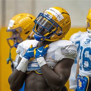 University of Pittsburgh running back Israel Abanikanda during practice at the UPMC Rooney Sports Complex on the South Side Wednesday, Aug. 17, 2022.