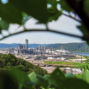 The Shell Pennsylvania ethylene cracker plant is located on the bluff overlooking the Ohio River once occupied by a zinc smelter.