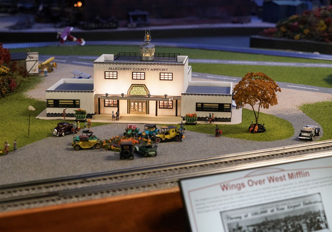 The unveiling of a new model of the Allegheny County Airport on Oct. 3rd, 2023 at the Carnegie Science Centers Miniature Railroad Display.