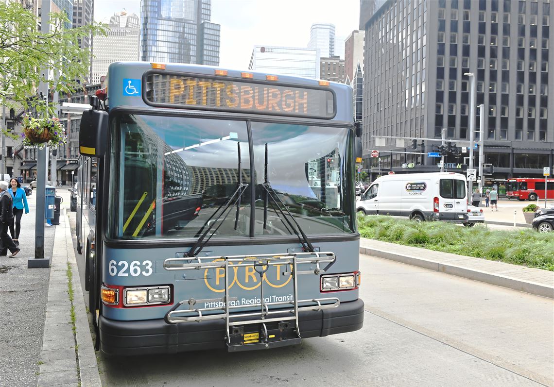 A look at the new Pittsburgh Regional Transit bus after its new name was changed by the Port Authority during a press conference at the Gateway T station  Thursday, June 9 2022, in Downtown.