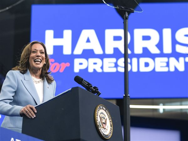 Vice President Kamala Harris, shown here speaking at a July 2024 campaign rally in Atlanta, is preparing to choose a running mate. The finalists are being vetted by a law firm that is also paid millions of dollars annually to lobby the federal government.