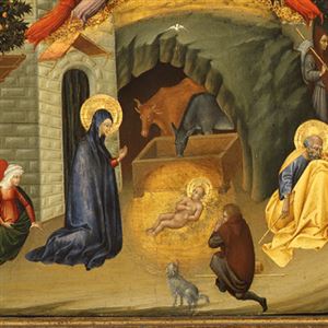 Giovanni di Paolo (Italian, Siena, c. 1398–1483), Nativity, c. 1426-1440. Tempera on panel, 23  x 17 ¼ in.  