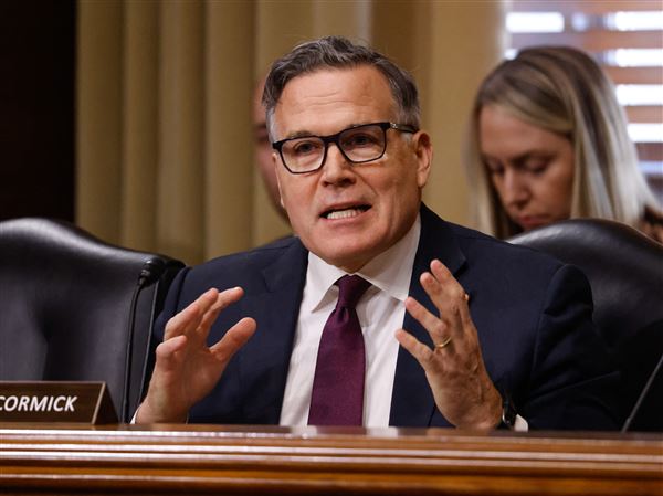 Sen. Dave McCormick, R-Pa., asks a question during a  Senate Energy and Natural Resources Committee hearing on Capitol Hill on Wednesday, Jan. 15, 2025, in Washington.